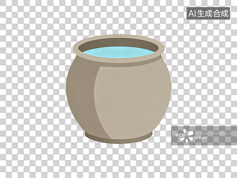 【AI数字艺术】扁平插画风格的土缸与土罐图片素材