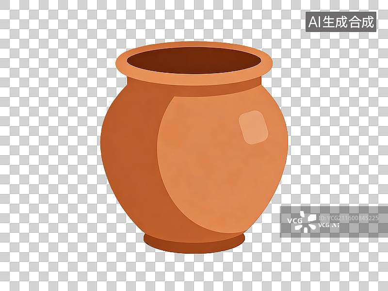 【AI数字艺术】扁平插画风格的土缸与土罐图片素材