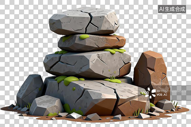 【AI数字艺术】卡通风格的岩石堆叠景观图片素材