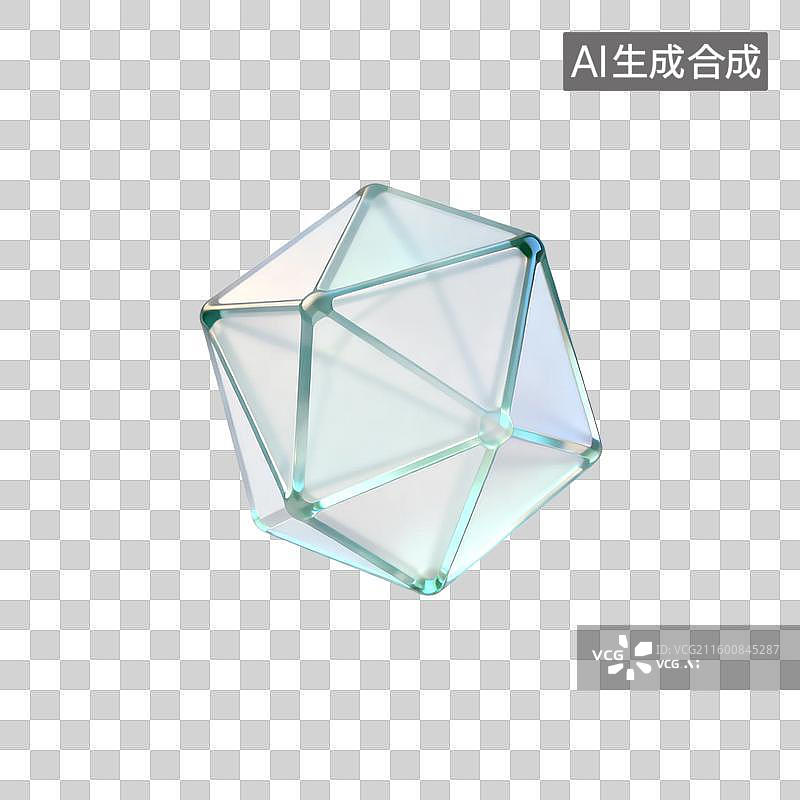 【AI数字艺术】透明几何多面体结构图片素材