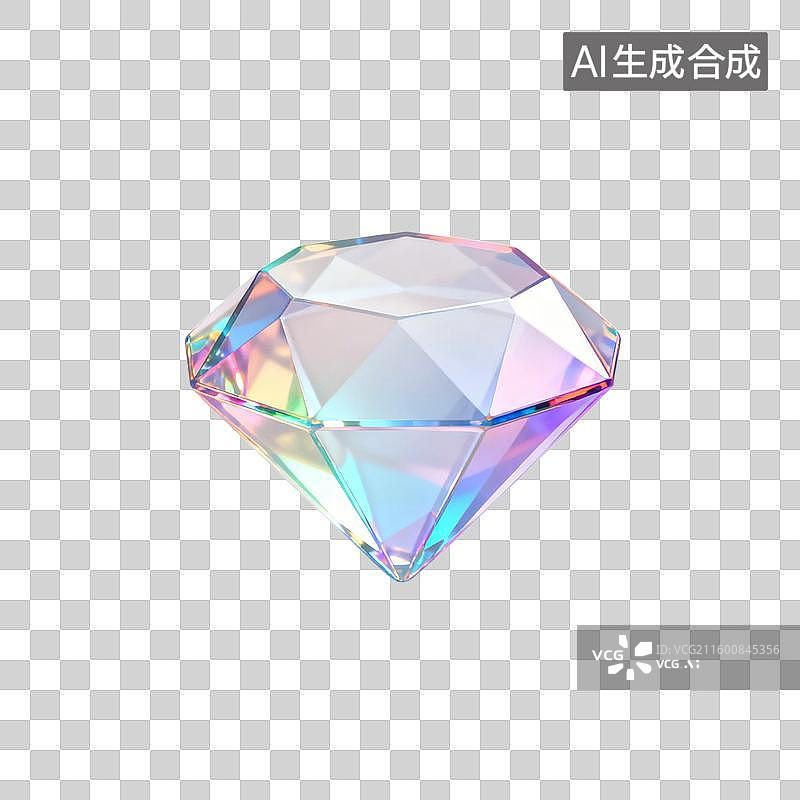 【AI数字艺术】色彩斑斓的多面钻石图片素材
