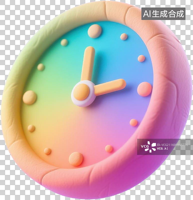 【AI数字艺术】彩虹色时钟创意设计图片素材