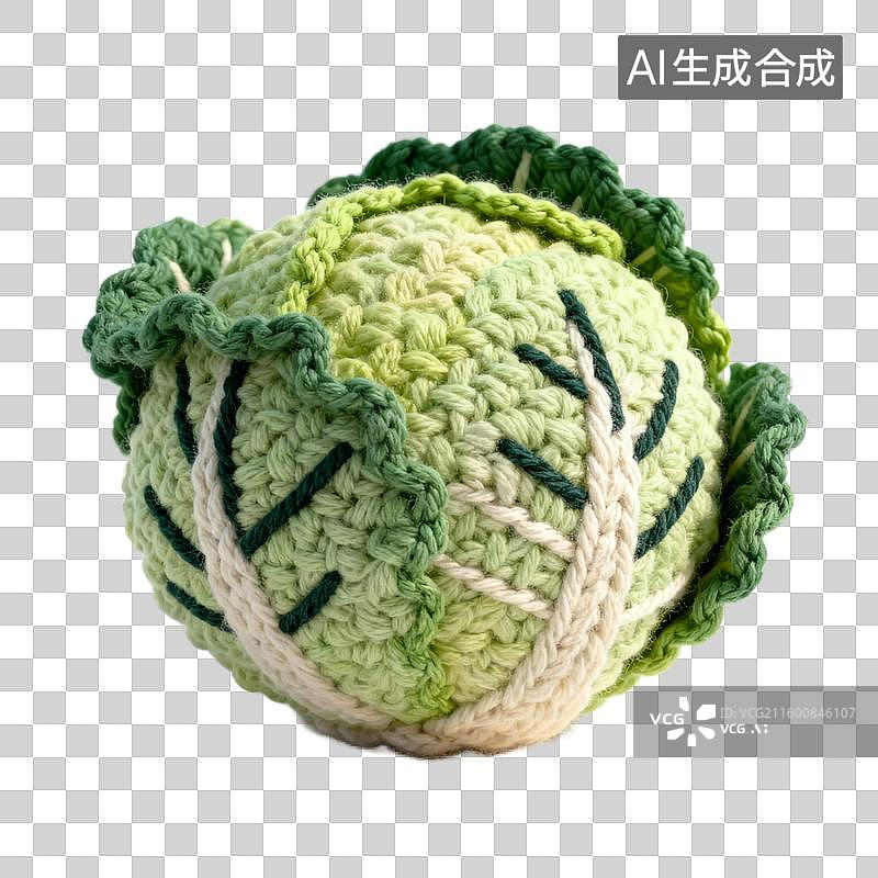 【AI数字艺术】手工钩织的绿色卷心菜图片素材