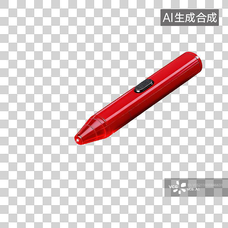 【AI数字艺术】1个光滑的3D激光笔发出光扫瞄半透明珠光磨砂质感商业3D轻拟物风格插画元素文具设计图片素材