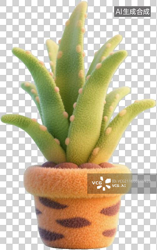 【AI数字艺术】绒毛质感芦荟盆栽植物图片素材
