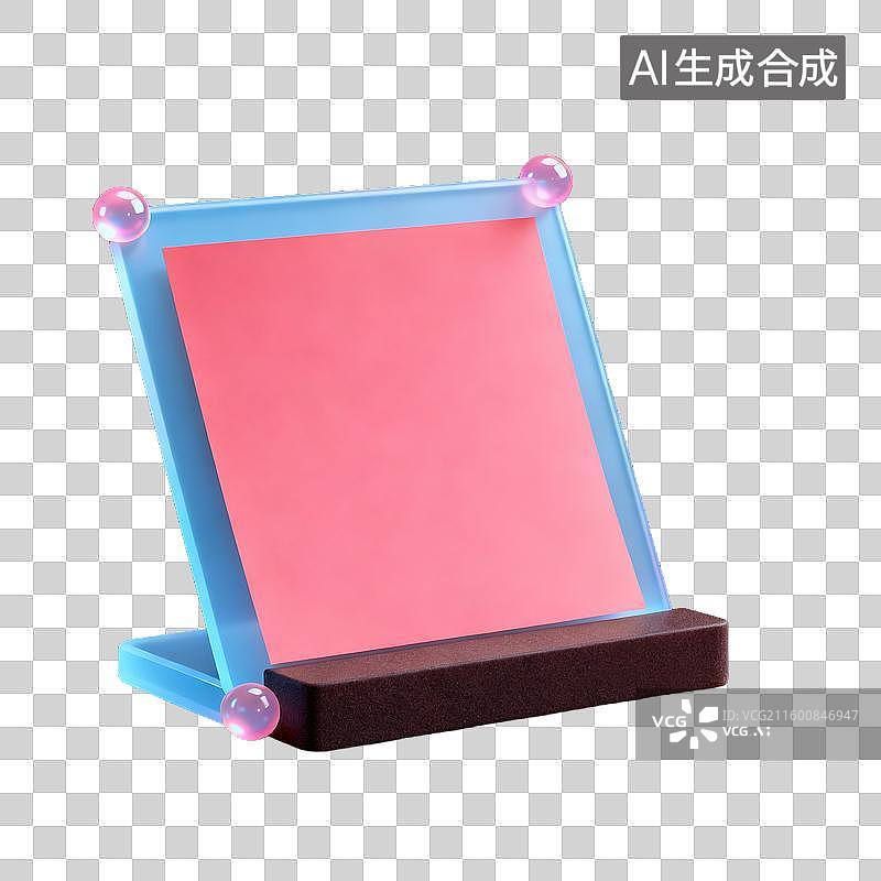 【AI数字艺术】一个现代3D小型广告宣传展架半透明珠光磨砂质感商业3D轻拟物风格插画元素图片素材