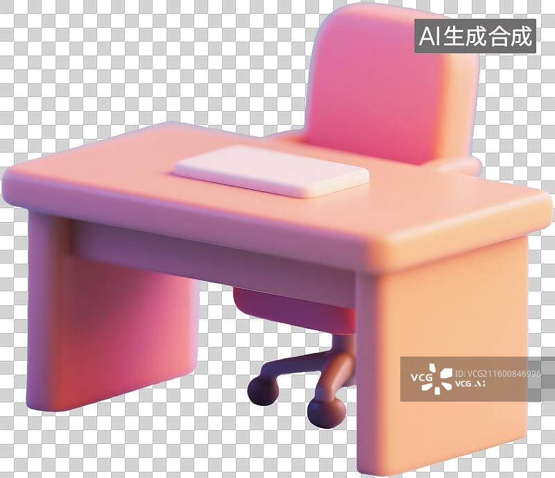 【AI数字艺术】粉色办公桌椅组合图片素材