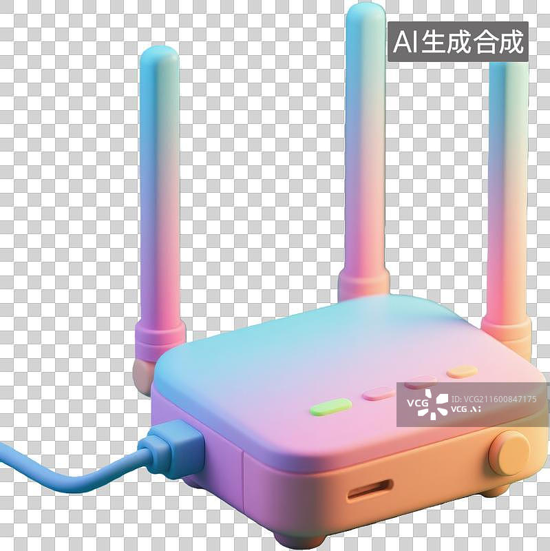 【AI数字艺术】彩色路由器科技感设计图片素材
