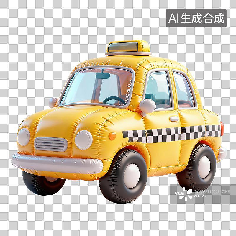 【AI数字艺术】出租车-膨胀气球风格交通工具元素图片素材
