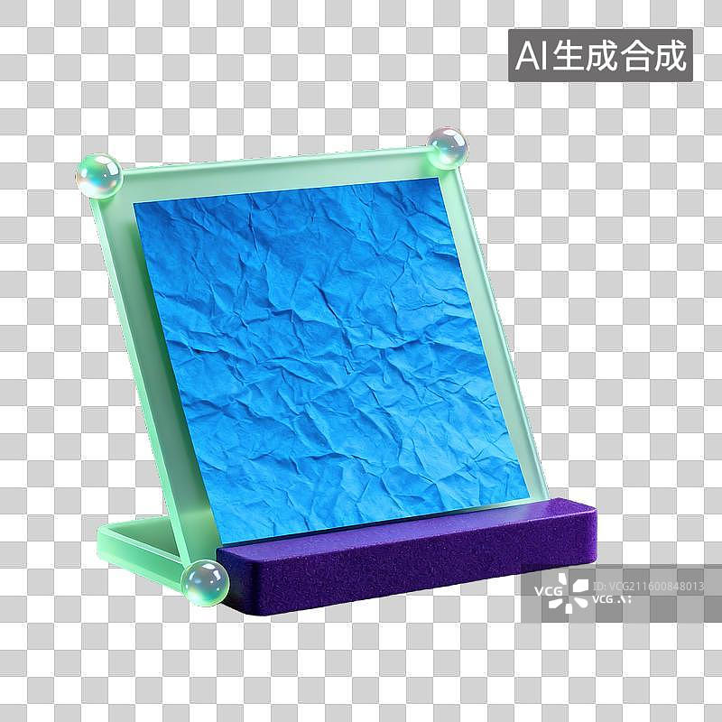 【AI数字艺术】一个现代3D小型广告宣传展架半透明珠光磨砂质感商业3D轻拟物风格插画元素图片素材