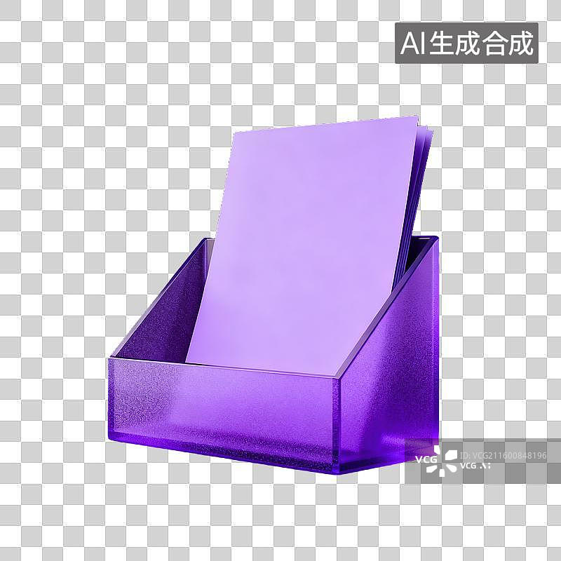 【AI数字艺术】一个3D文件架放彩色磨砂纸张半透明珠光磨砂质感商业3D轻拟物风格插画元素图片素材