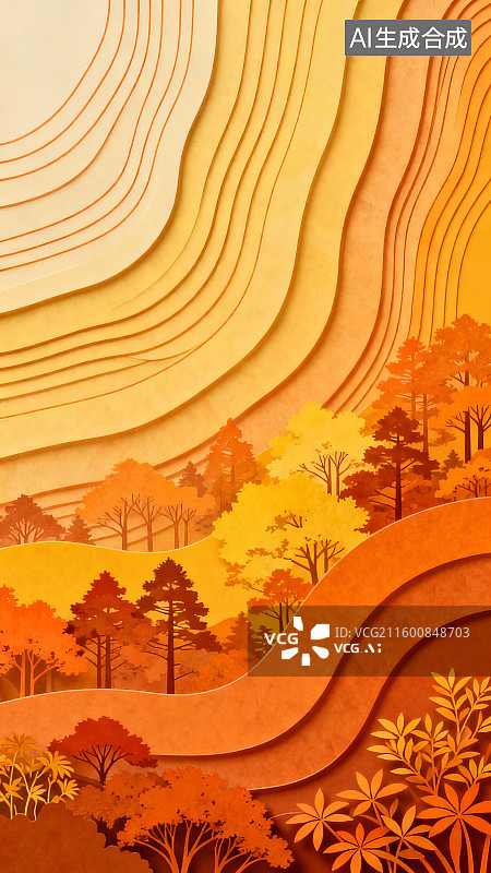 【AI数字艺术】山林秋色插画图片素材
