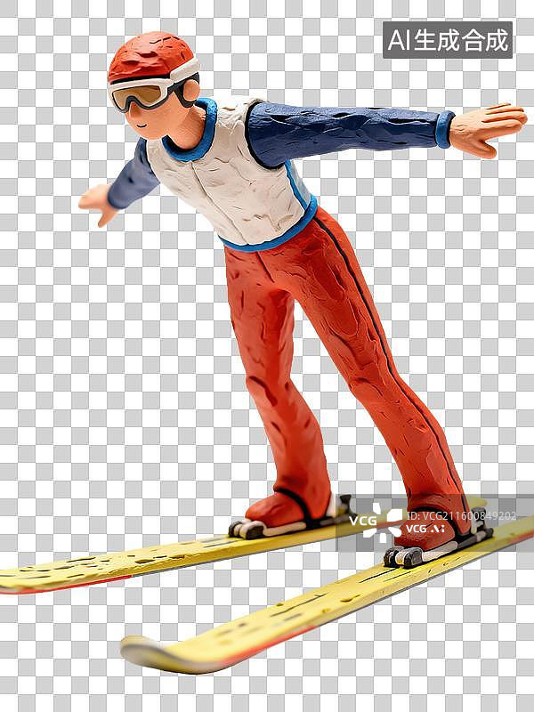 【AI数字艺术】高山滑雪运动员黏土风格运动员素材图片素材