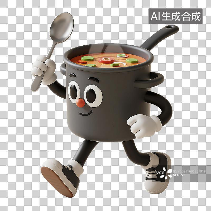 【AI数字艺术】3D渲染，一锅肉汤，砂锅煲汤，高汤，罗宋汤，免抠元素图片素材