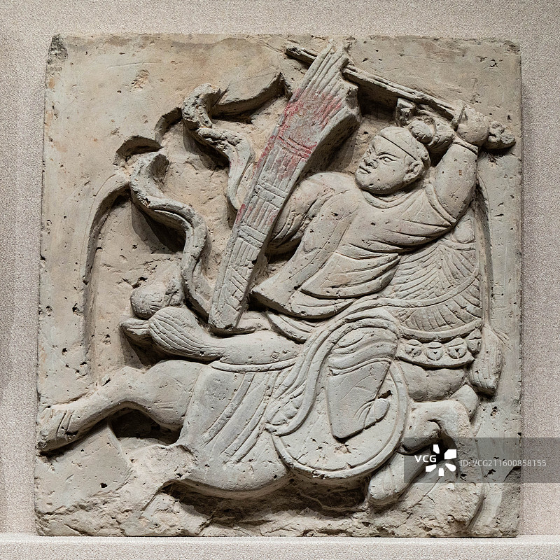 山西太原山西博物院戏曲故乡展厅士马交战 金 山西省侯马市牛村M102出土图片素材