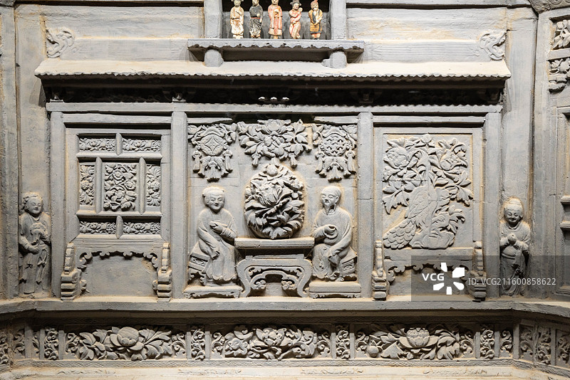 山西太原山西博物院戏曲故乡展厅戏台及杂剧俑 金 大安二年 1210年 山西省侯马市董明墓出土图片素材