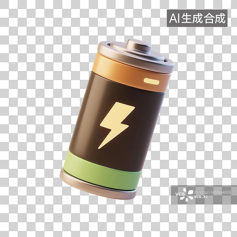 【AI数字艺术】3D渲染，电池，蓄电池，电源，能源，充电，能量免抠元素图片素材