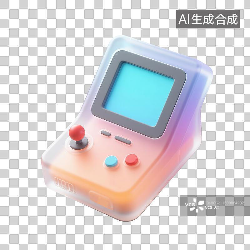 【AI数字艺术】3D渲染，透明质感，游戏机，游戏手柄，休闲娱乐，游戏，免抠元素图片素材