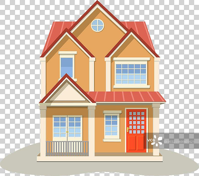 一栋两层楼房的正视图图片素材