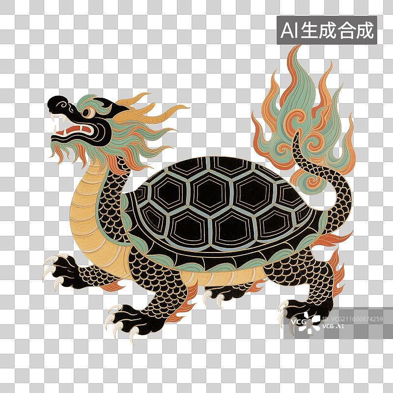 【AI数字艺术】国潮风玄武祥瑞插画素材，玄武，龙龟，神兽，瑞兽，山海经，免抠元素图片素材