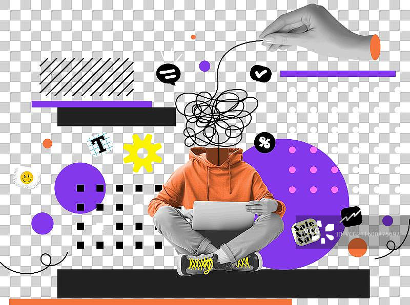 拼贴海报设计 - 数字解决方案图片素材