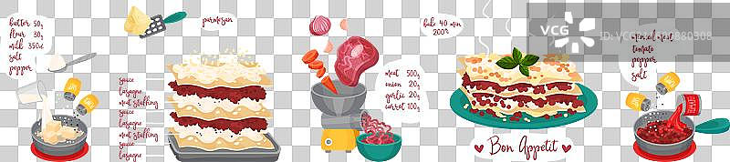 烤宽面条的食谱和所需食材图片素材