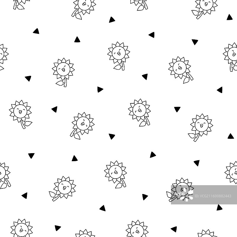 可爱向日葵涂色页图片素材