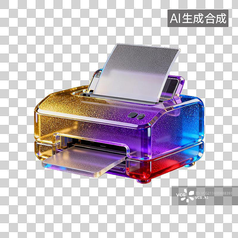 【AI数字艺术】色彩斑斓透明现代打印机图片素材