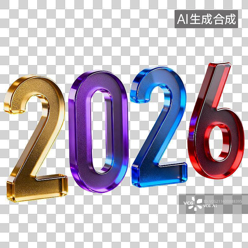 【AI数字艺术】2026彩色数字的节日设计图片素材