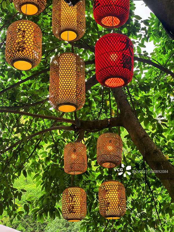 成都市人民公园彩灯图片素材