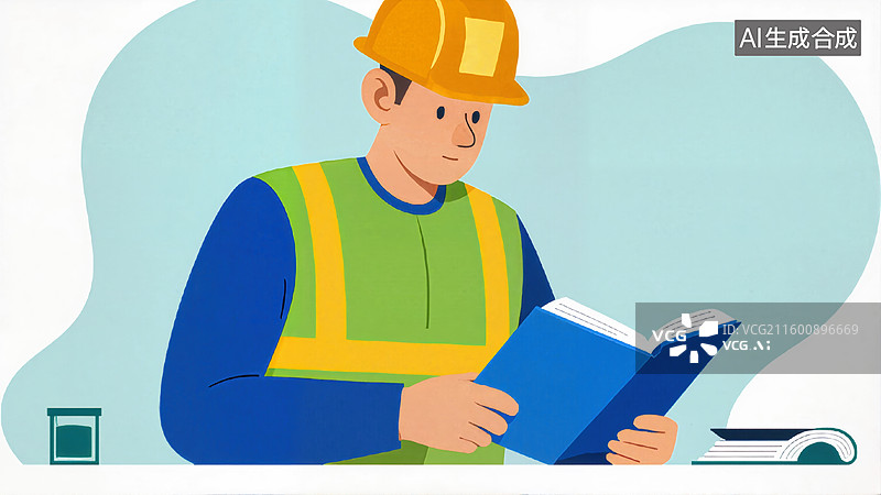 【AI数字艺术】工人阅读图纸图片素材