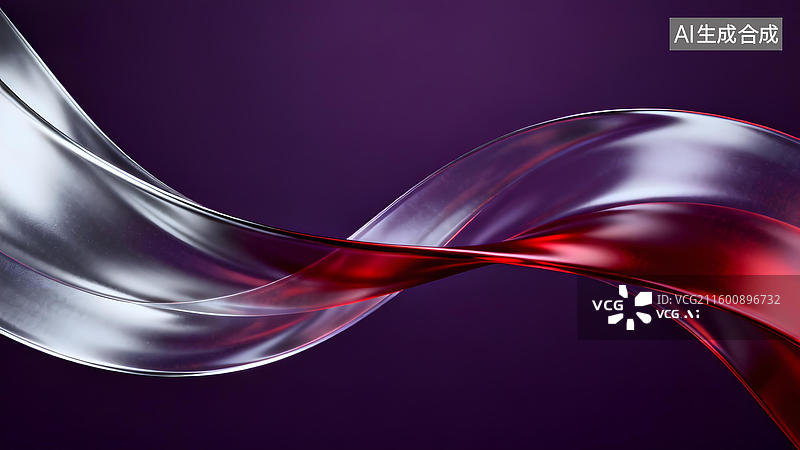 【AI数字艺术】流动的红银波浪图片素材