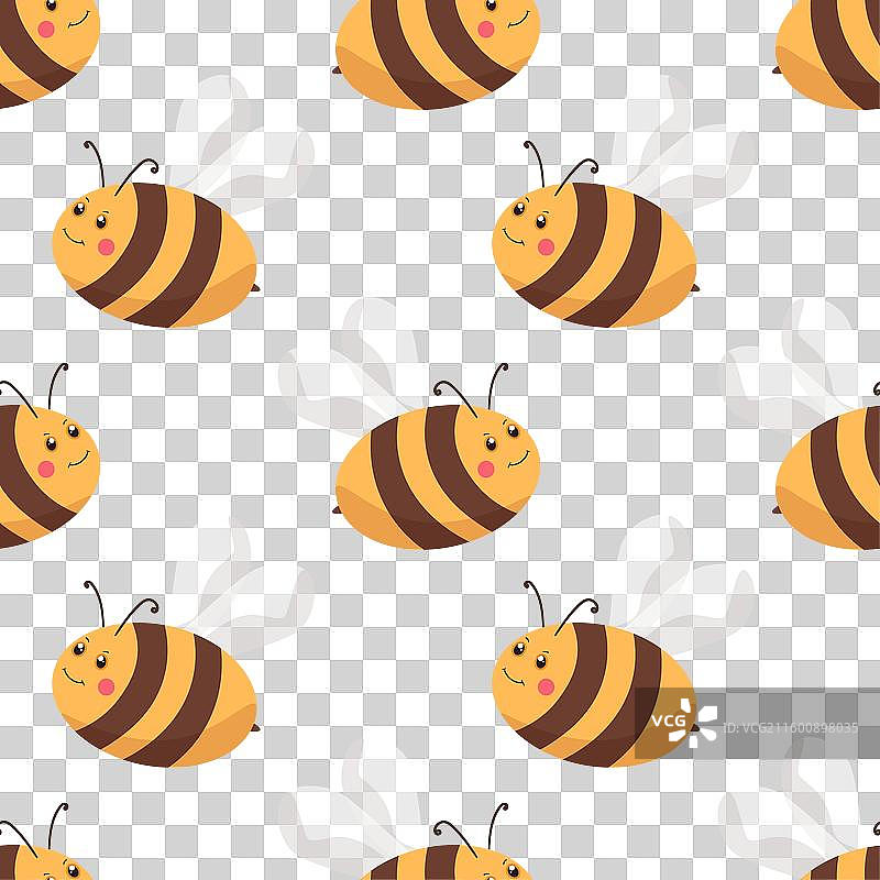 彩色背景上带有蜜蜂的无缝图案图片素材