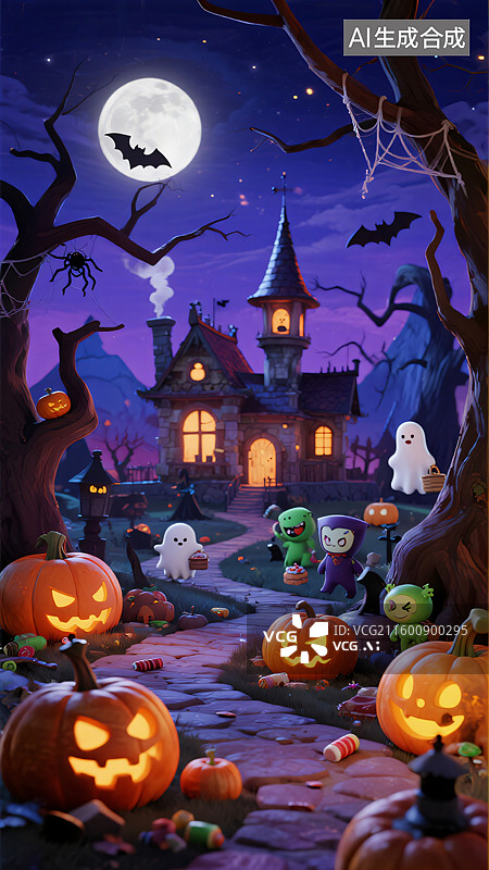 【AI数字艺术】魔法万圣之夜图片素材