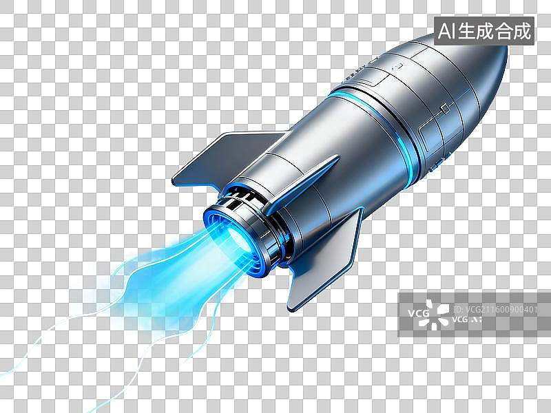 【AI数字艺术】科技火箭飞船 金属蓝光效免扣素材图片素材