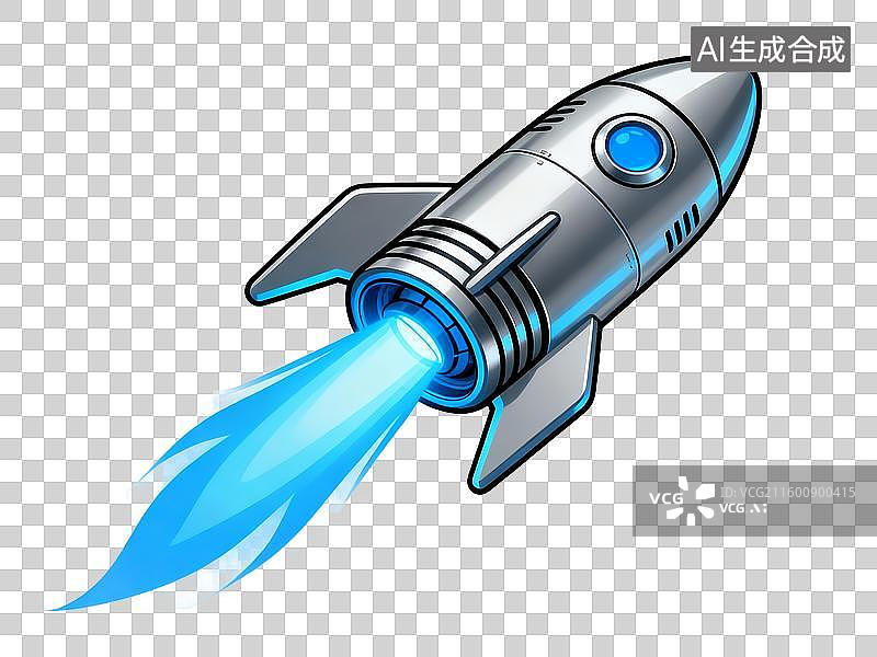 【AI数字艺术】科技火箭飞船 金属蓝光效免扣素材图片素材