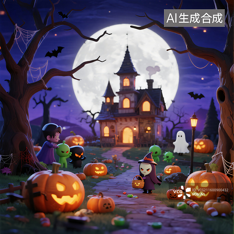 【AI数字艺术】魔法万圣之夜图片素材