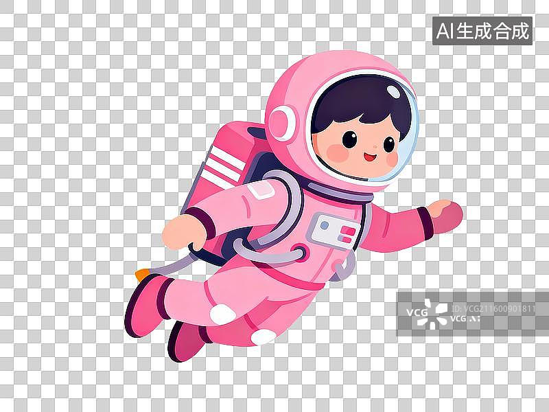 【AI数字艺术】粉色宇航服儿童漂浮图片素材