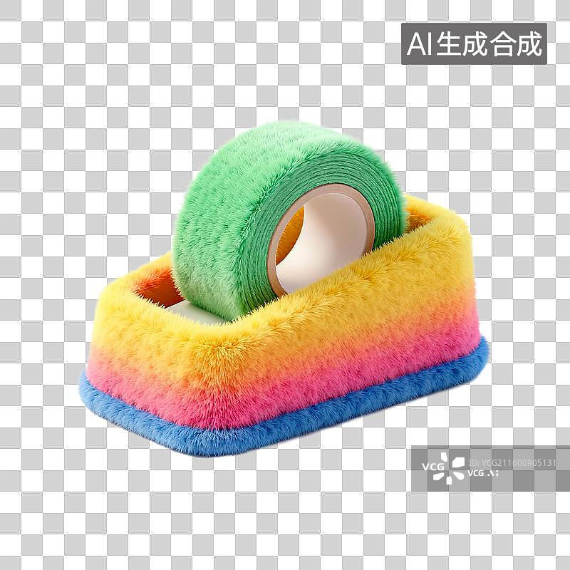 【AI数字艺术】彩虹毛绒胶带座图片素材