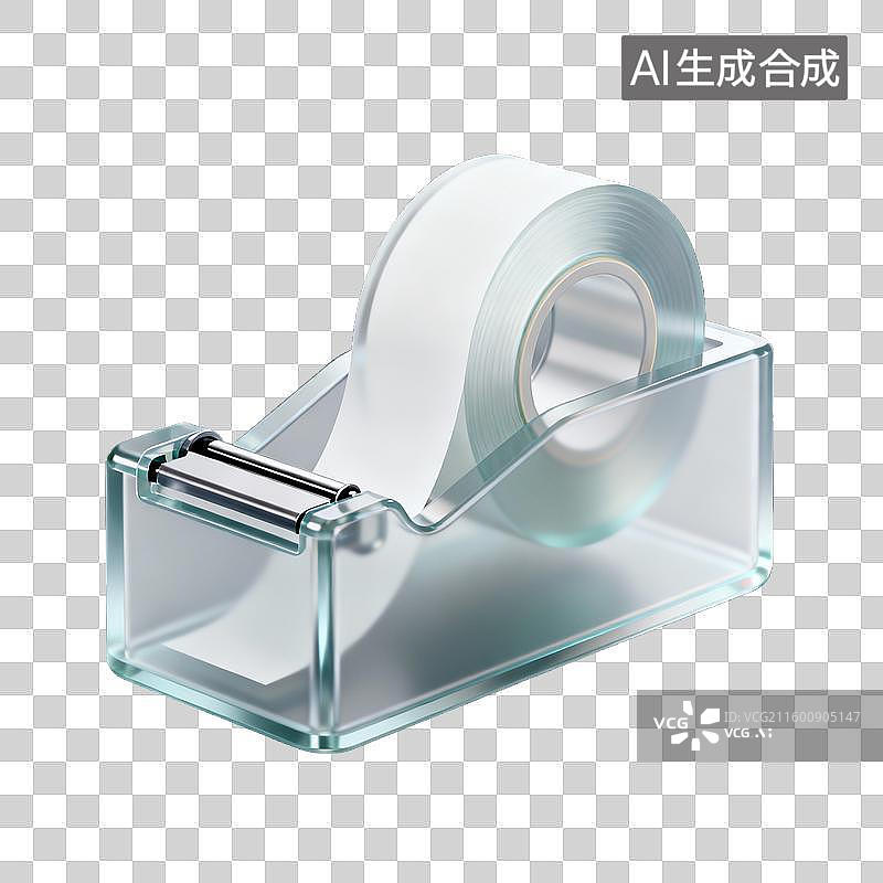 【AI数字艺术】透明胶带座上的白色胶带图片素材