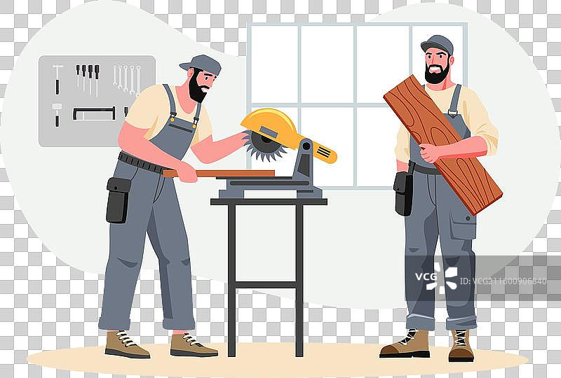 男木匠在车间里工作，正在制作东西图片素材