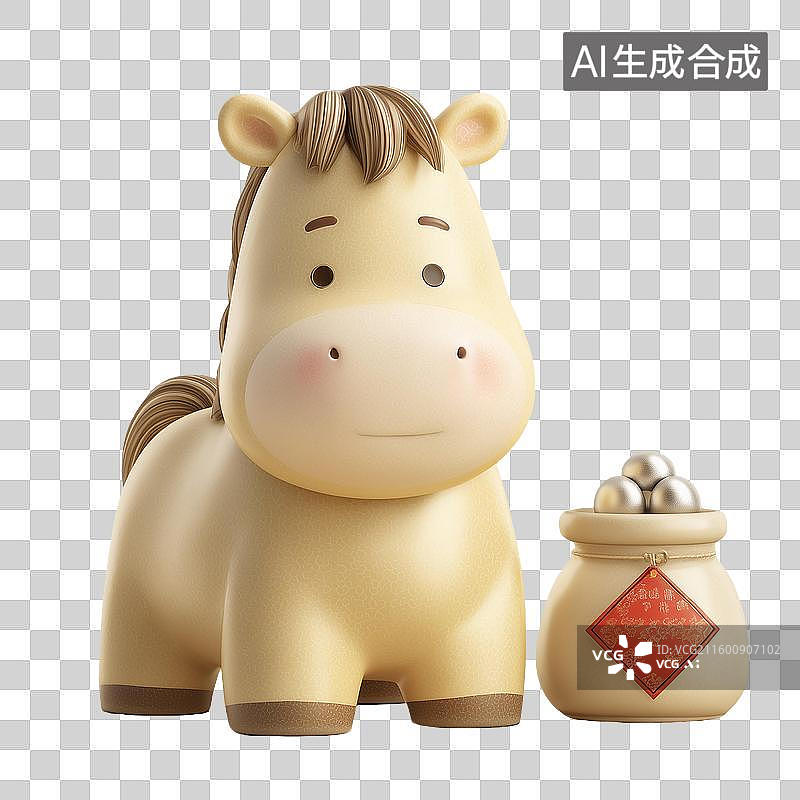 【AI数字艺术】3D萌马新年贺岁图图片素材