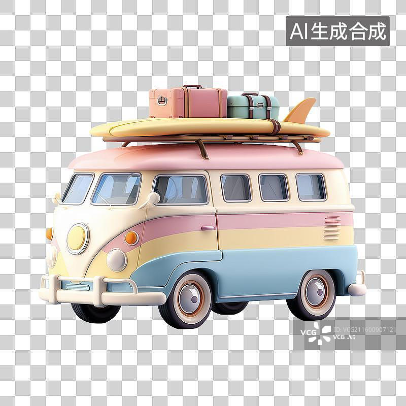 【AI数字艺术】3d黏土露营车图标图片素材