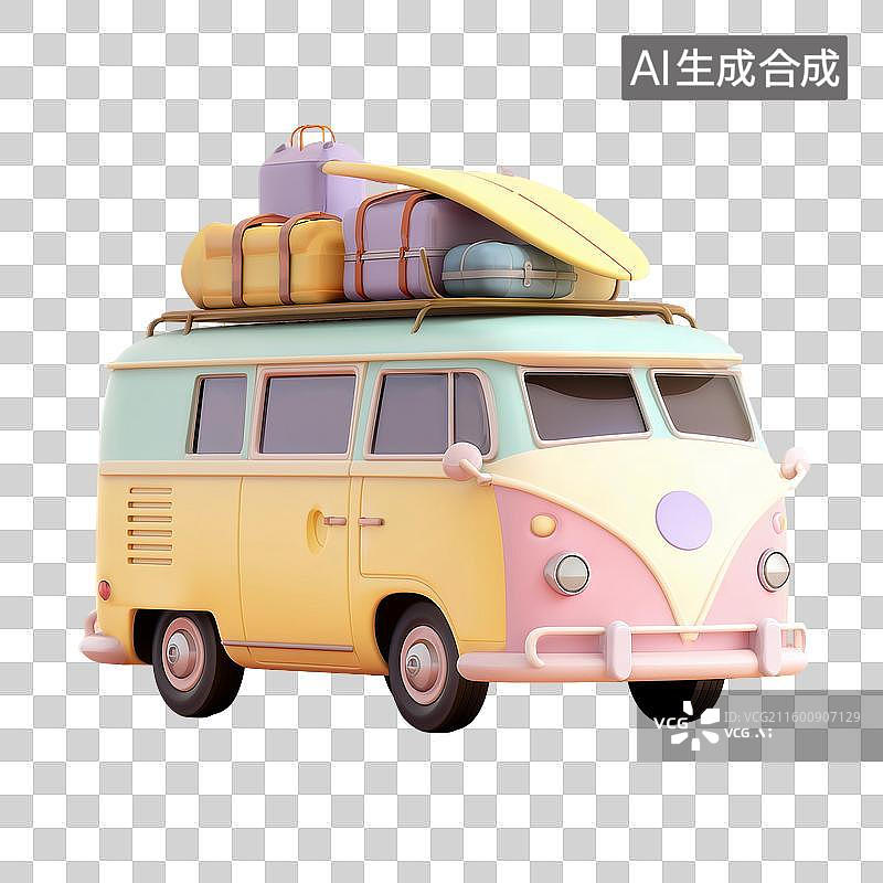 【AI数字艺术】3d黏土露营车图标图片素材