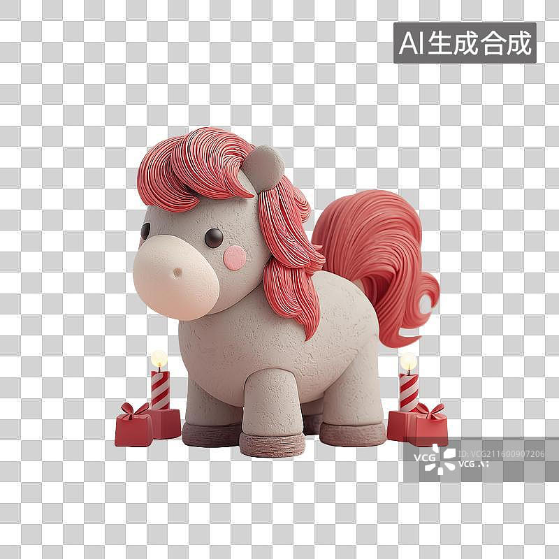 【AI数字艺术】3D萌马新年贺岁图图片素材