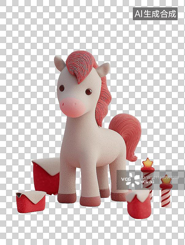 【AI数字艺术】3D萌马新年贺岁图图片素材