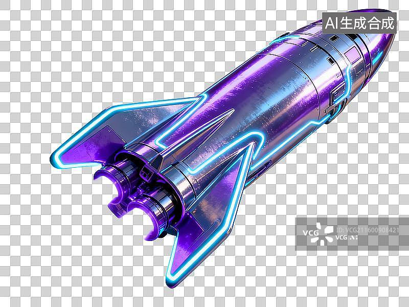 【AI数字艺术】科技科幻类紫色未来感火箭飞船图片素材