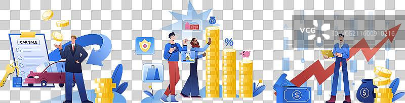 平面化的人物分析预算规划图片素材