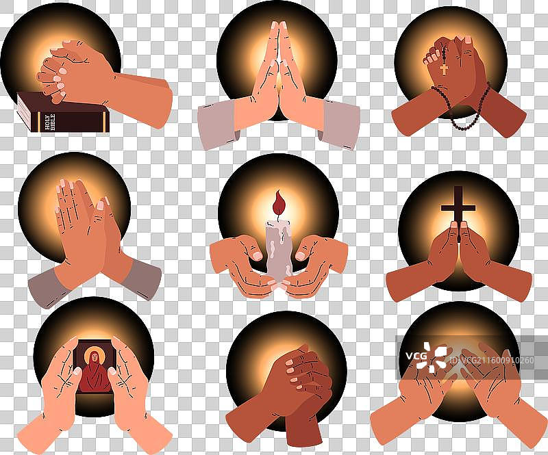 矢量祈祷之手环绕图片素材