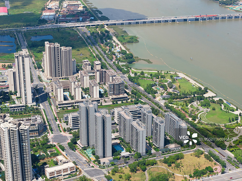 广州市南沙区明珠湾灵山岛尖CBD城市风光图片素材